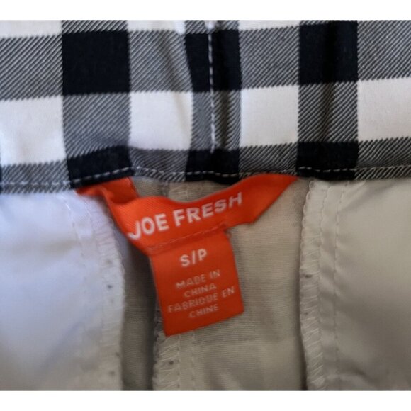 Joe Fresh Black & White Gingham Pull-On Ankle Pants S Stretch Waist - Picture 2 of 3